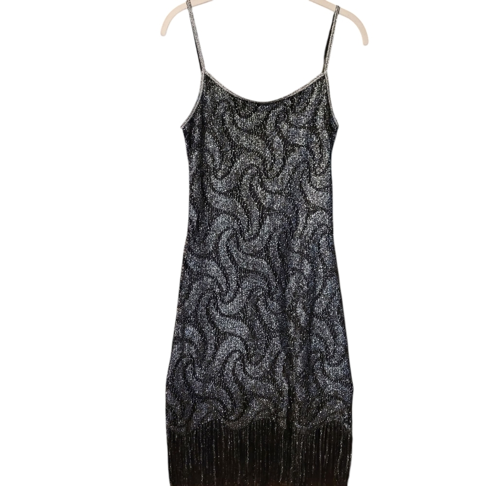 California Concepts 90's/Y2K knit mesh fringed hem dress - S.        M15